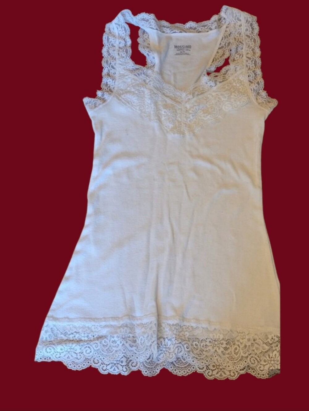 🥳2/$15🥳 Mossimo Supply Co. Lace-Trim Tank in Light Beige